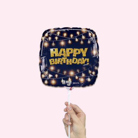 Dark & Gold Happy Birthday – 9” Foil Balloon - Magic World Flowers