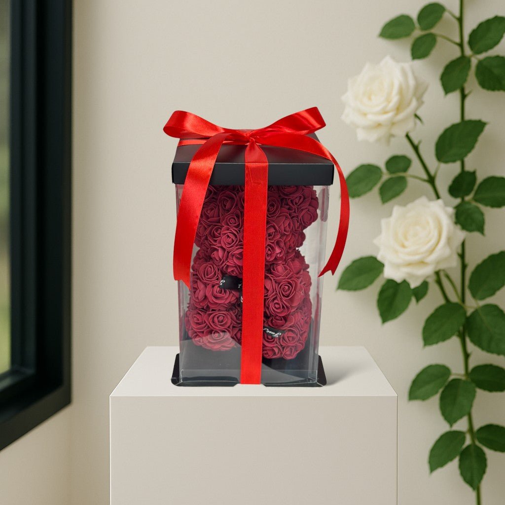 Dark Red - Artificial Roses Bear - Magic World Flowers