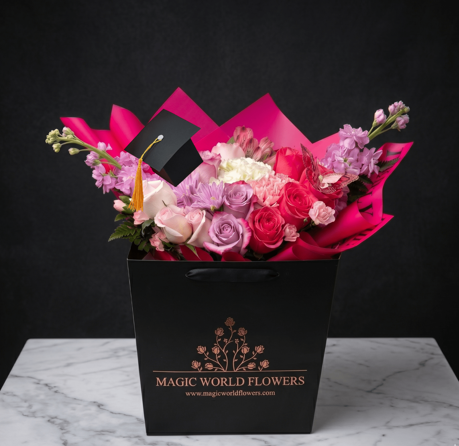 Designer's Choice Graduation Bouquet | Mixed Fresh Flowers - Magic World Flowers