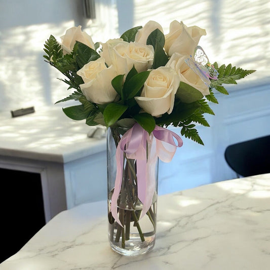 Dozen Classic Love White Rose Bouquet - Magic World Flowers