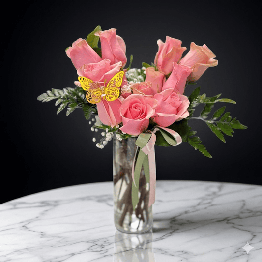 Dozen Roses Vase - Magic World Flowers