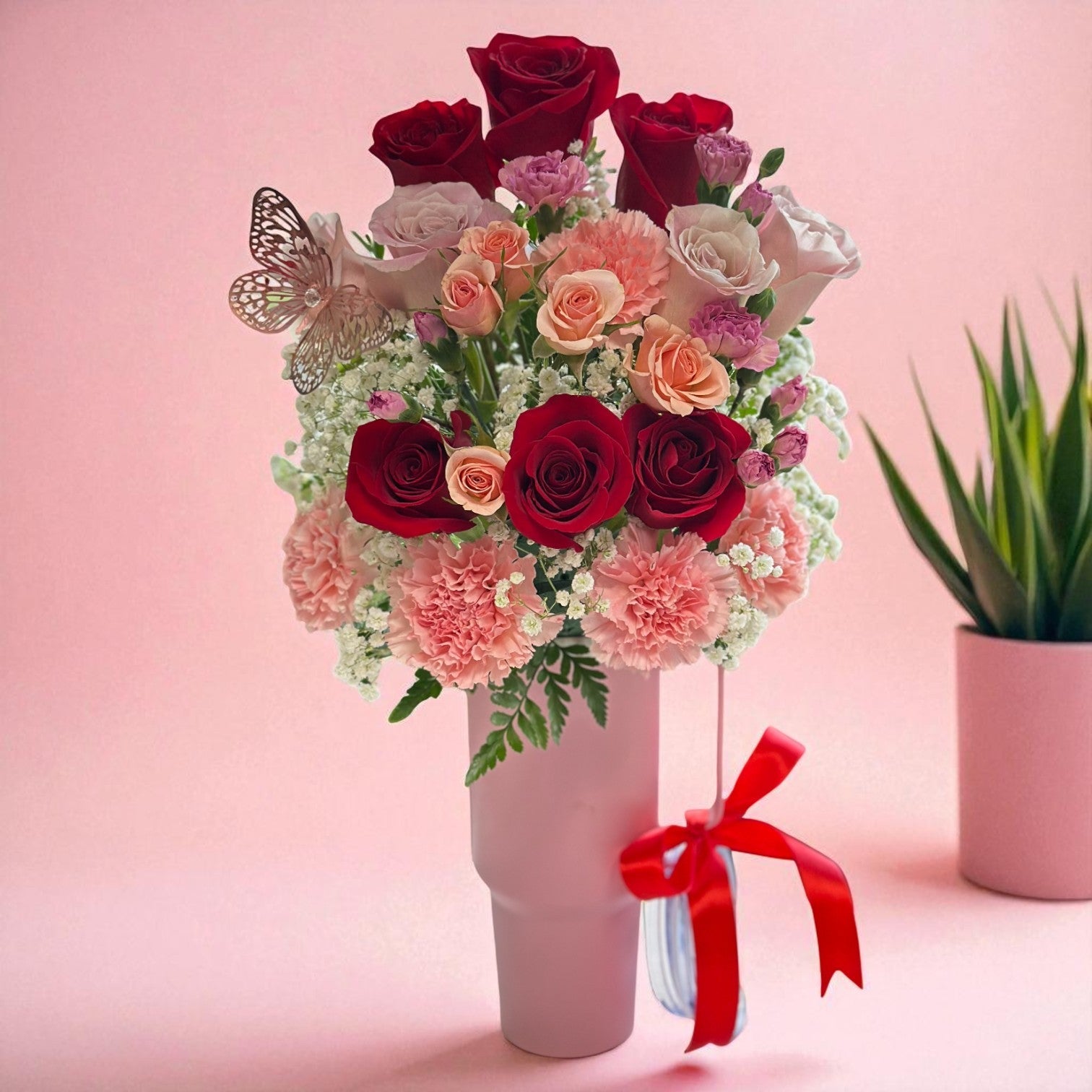 Flombler (Flowers in a Tumbler) - Pink Tumbler - Magic World Flowers