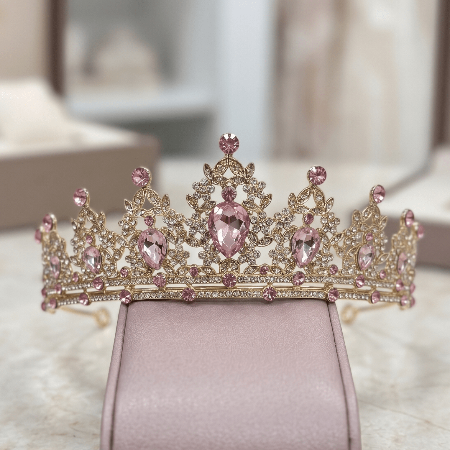 Gold & Pink Tiara | Ramo Buchón Add - On - Magic World Flowers