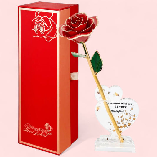 Golden Rose Love Set – “The World With You Is Beautiful” Edition - Magic World Flowers