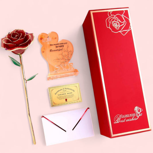 Golden Rose Love Set – “The World With You Is Beautiful” Edition - Magic World Flowers