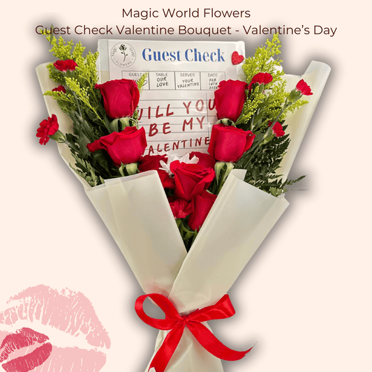 Guest Check Valentine Bouquet - Valentine's Day - Magic World Flowers