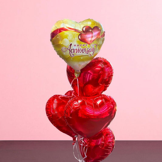 Happy Anniversary Red & Gold – Balloon Bouquet - Magic World Flowers