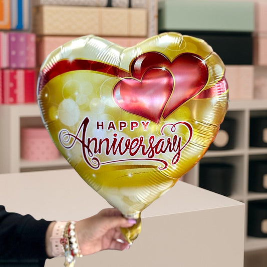 Happy Anniversary Red & Gold – Helium Balloon - Magic World Flowers