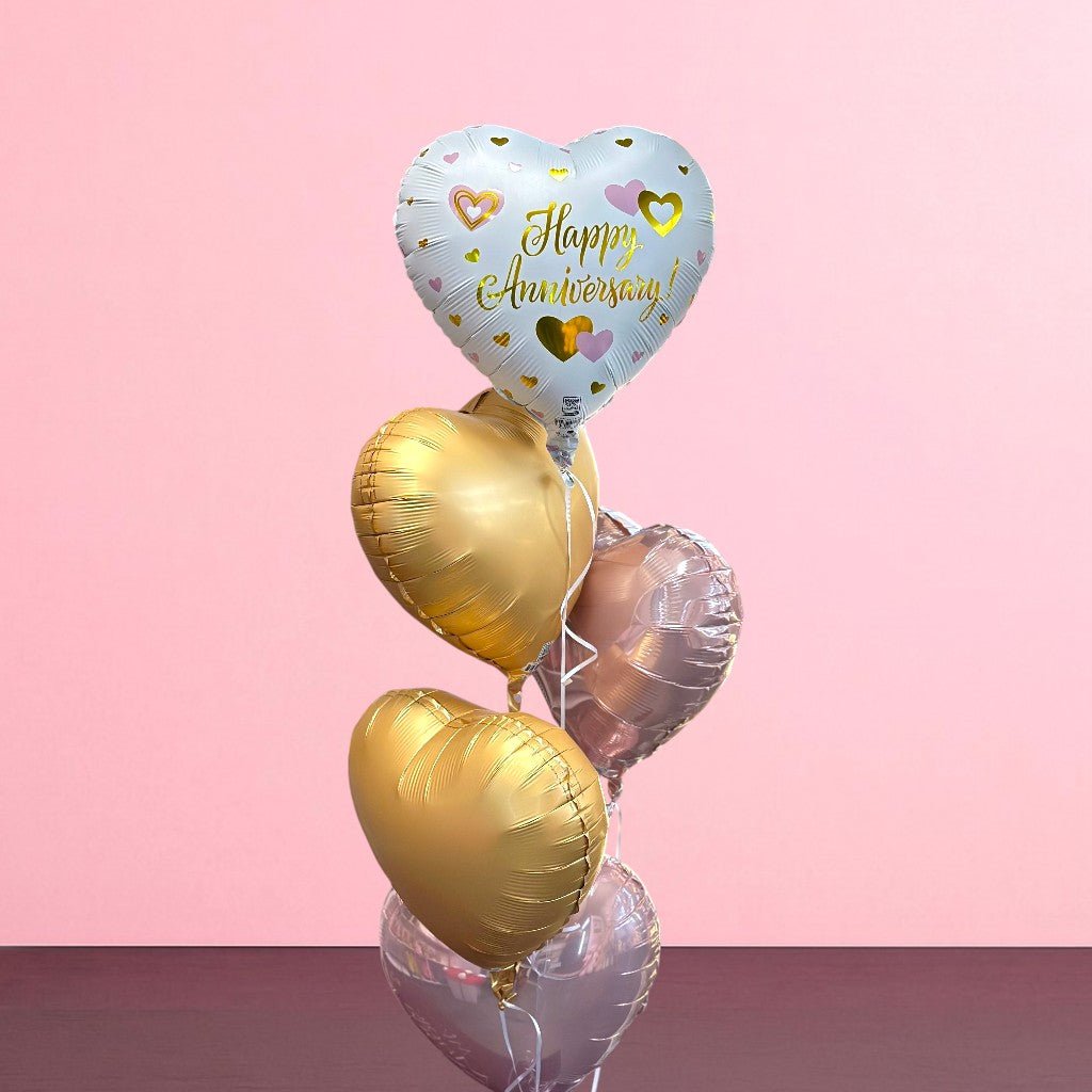 Happy Anniversary White & Pink – Balloon Bouquet - Magic World Flowers