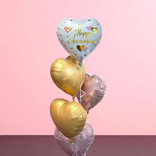 Happy Anniversary White & Pink – Balloon Bouquet - Magic World Flowers