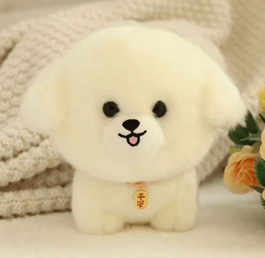 Happy Bichon Frisé Dog - Plush Toy - Magic World Flowers