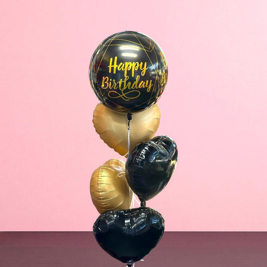 Happy Birthday Black Bubble - Balloon Bouquet - Magic World Flowers