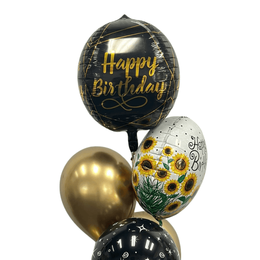 Happy Birthday Black Bubble - Balloon Bouquet - Magic World Flowers