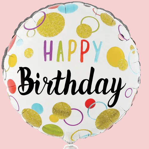 Happy Birthday Gold Dots – Helium Balloon - Magic World Flowers