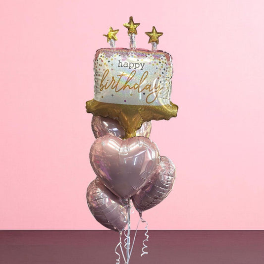 Happy Birthday Pink Cake - Balloon Bouquet - Magic World Flowers