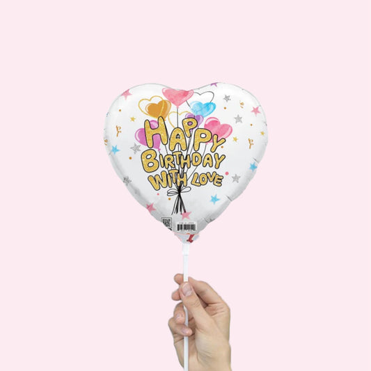 Happy Birthday with Love (Balloon Cluster) – 9” Foil Balloon - Magic World Flowers