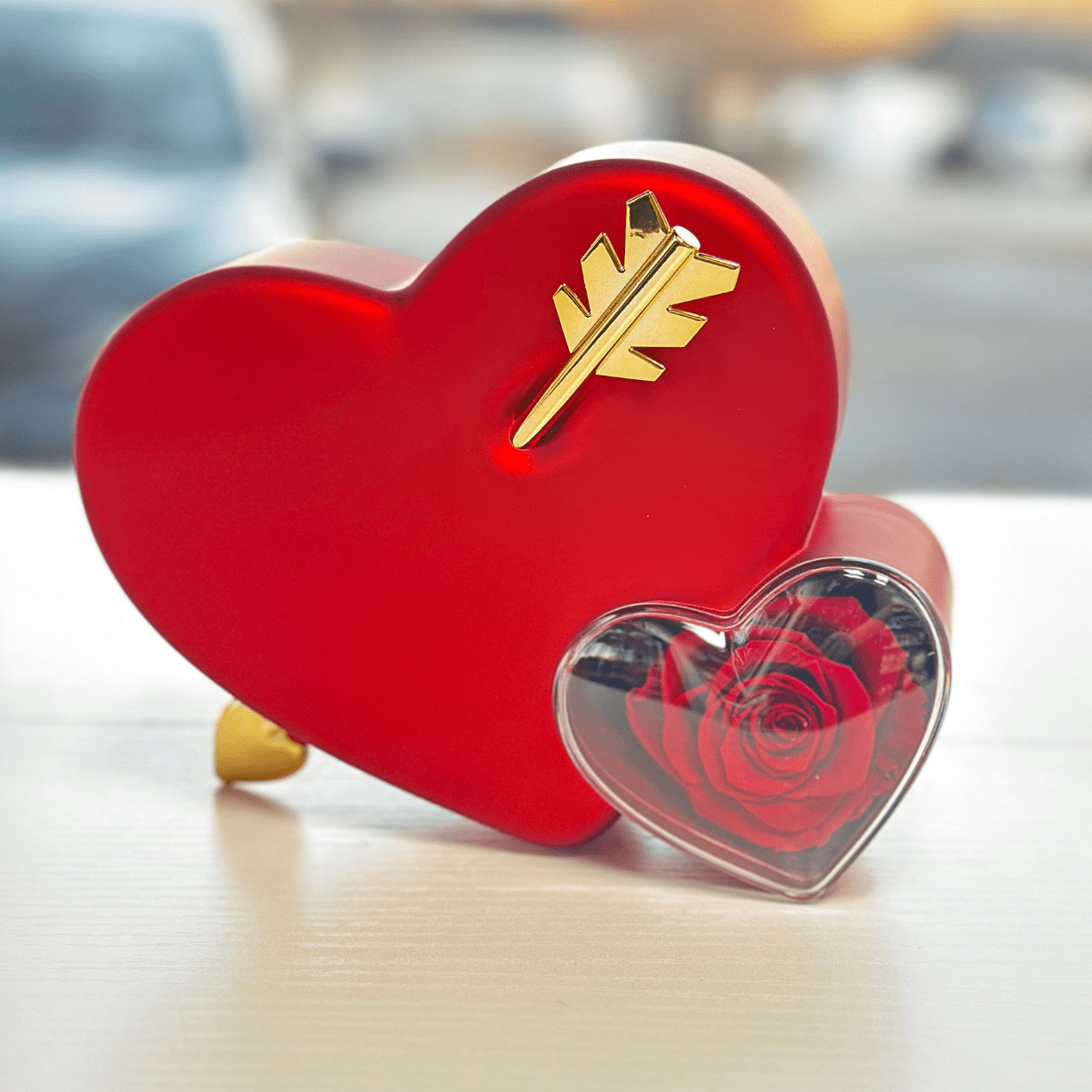 Heart Box with Mini heart necklace - Preserved Rose - Magic World Flowers