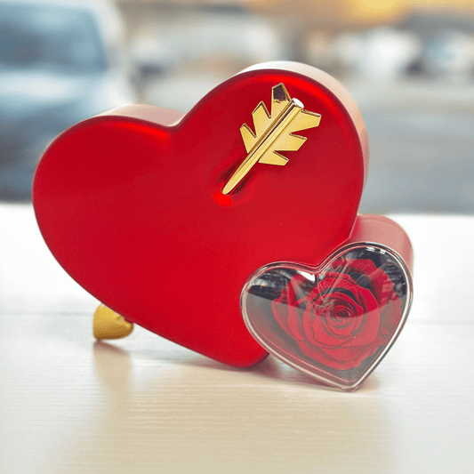 Heart Box with Mini heart necklace - Preserved Rose - Magic World Flowers