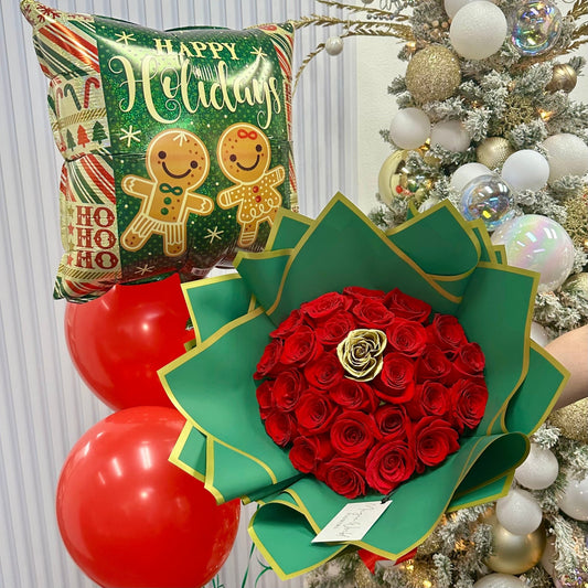 Holiday Rose Delight Bouquet - Magic World Flowers