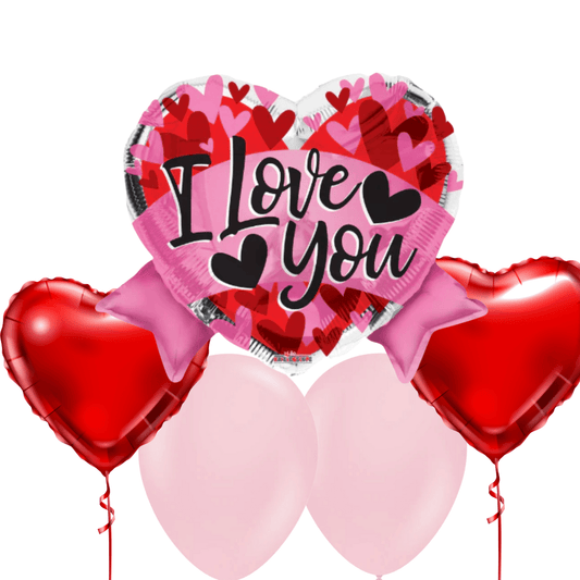 I Love you Pink Heart Shape - Balloon Bouquet - Magic World Flowers