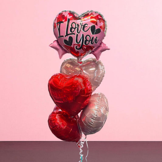I Love you Pink Heart Shape - Balloon Bouquet - Magic World Flowers