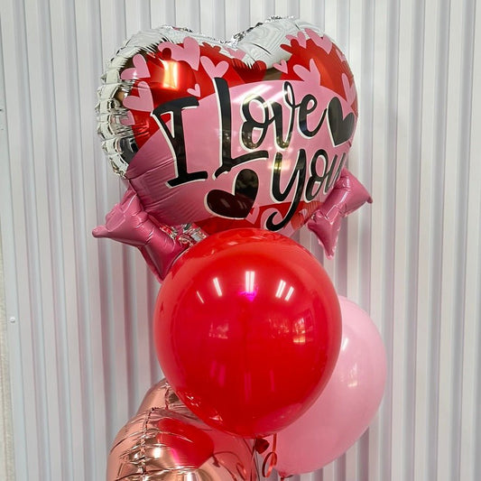 I Love you Pink Heart Shape - Balloon Bouquet - Magic World Flowers