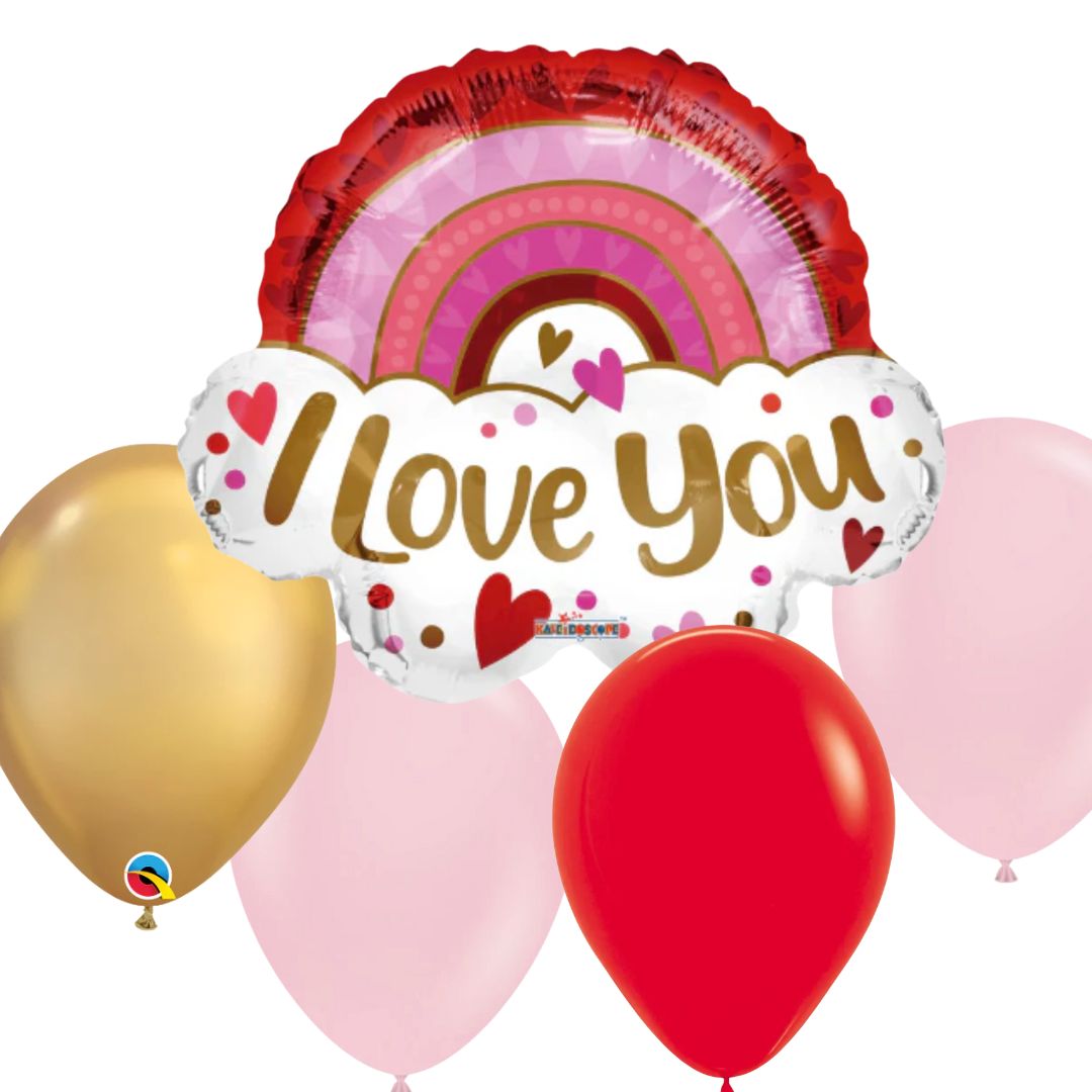 I Love You Rainbow Balloon Bouquet - Magic World Flowers
