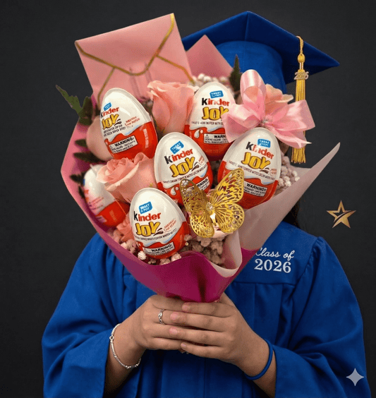 Kinder Joy & Flowers Bouquet for Kids | Pink or Blue - Magic World Flowers