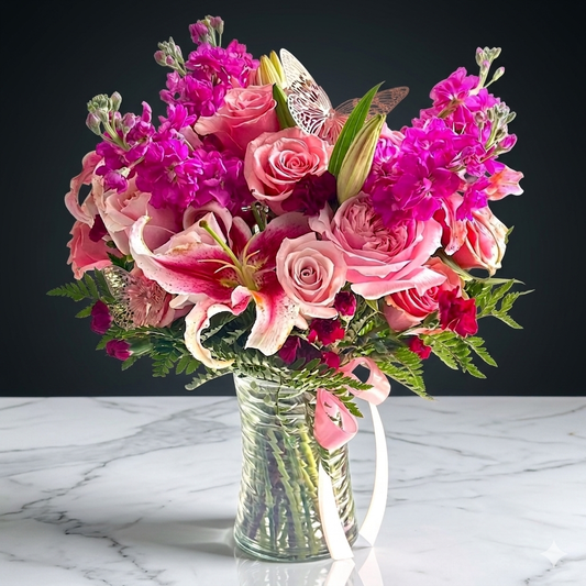 Lady Pink Arrangement – Vases - Magic World Flowers