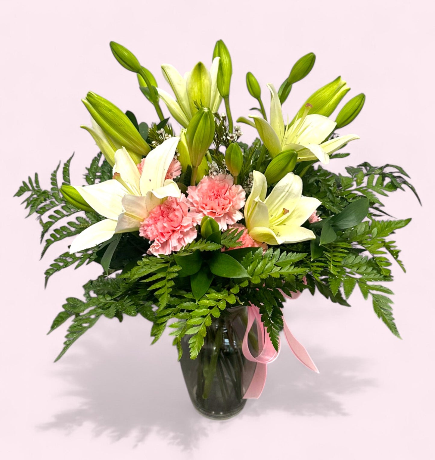 Lily & Carnation Blend — Vase in Everyday Bunches - Magic World Flowers