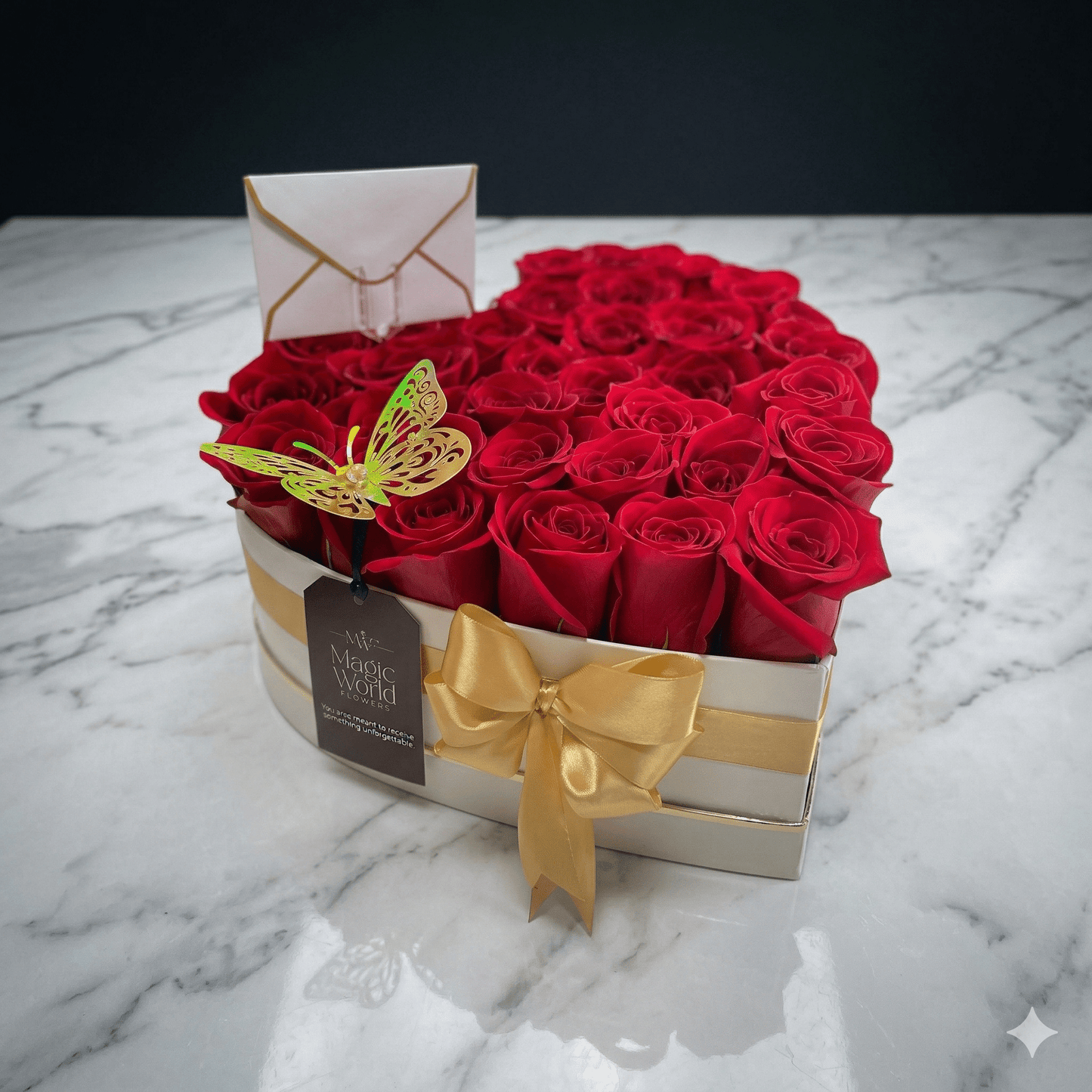 Love Heart Box - Red Roses - Magic World Flowers