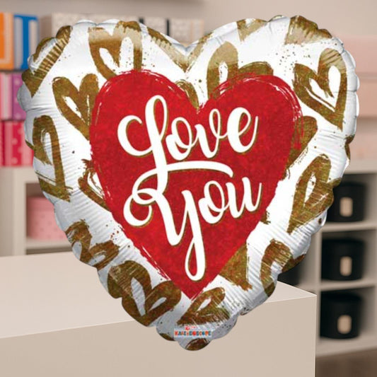 Love You Gold Hearts – Helium Balloon - Magic World Flowers