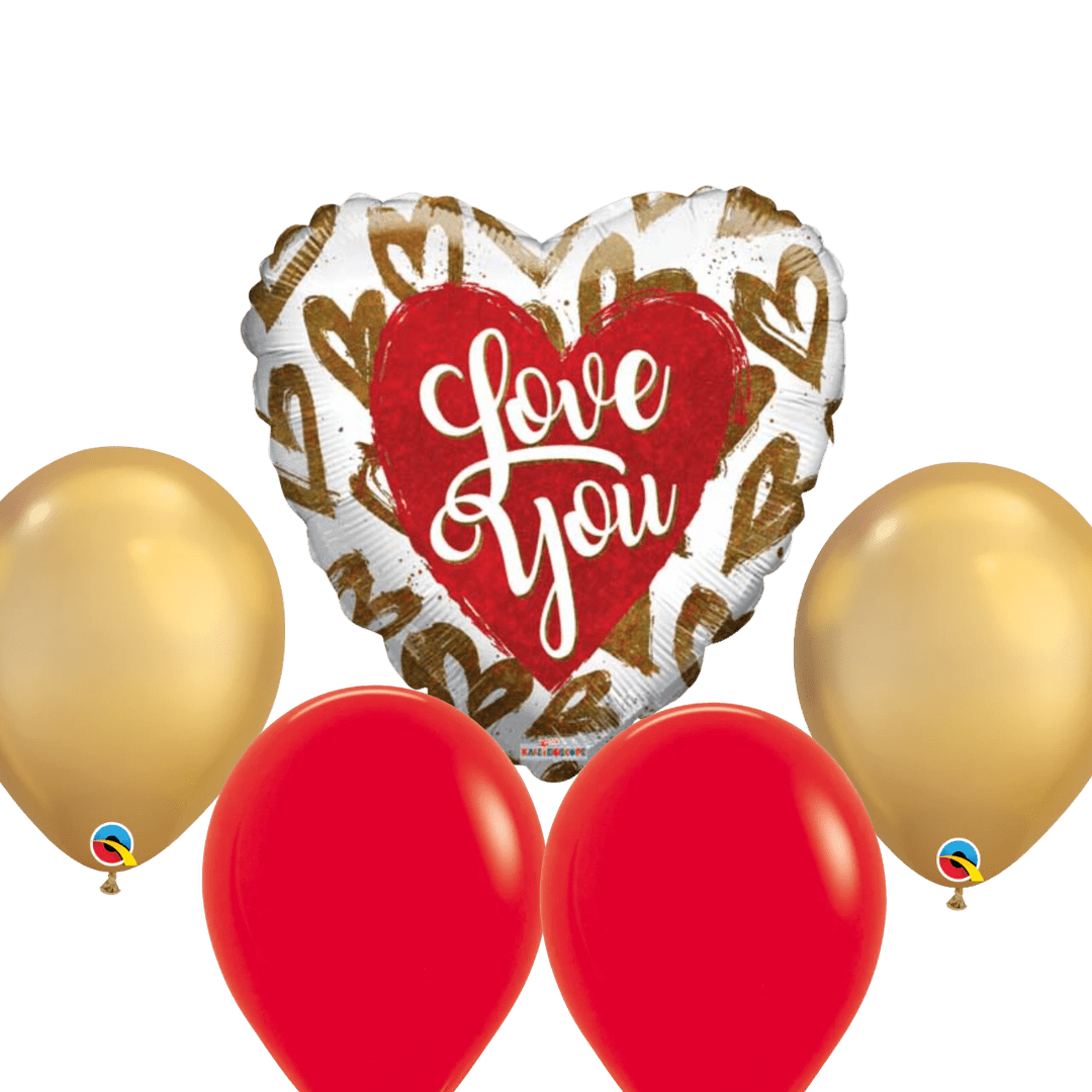 Love You White/Gold Balloon Bouquet - Magic World Flowers