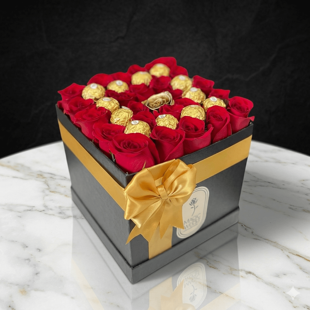 Luxury Bloom Box - Black Cube - Magic World Flowers