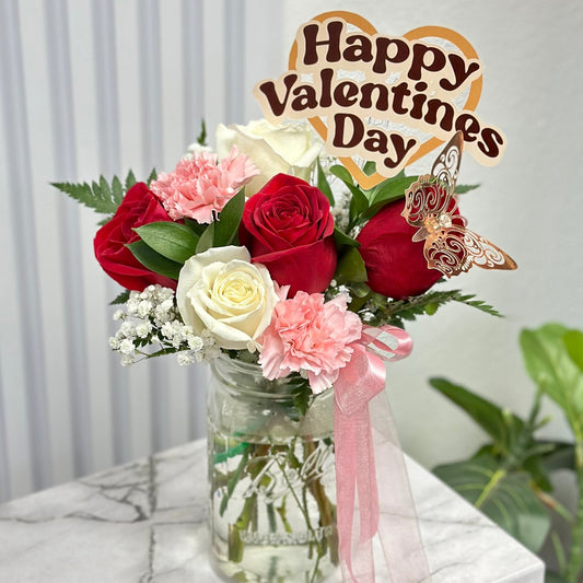 Mason Jar - Valentine's Day - Magic World Flowers