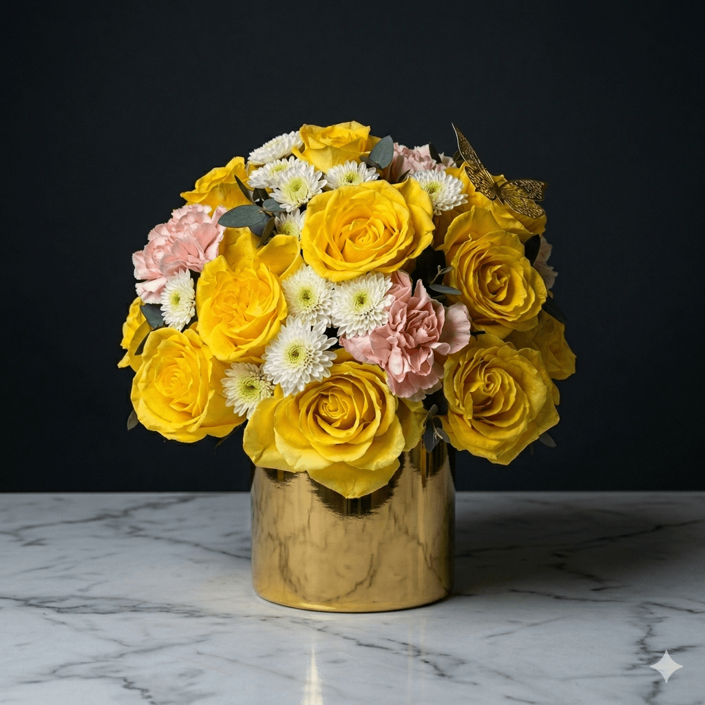 Mini Gold Cylinder — Vases - Magic World Flowers