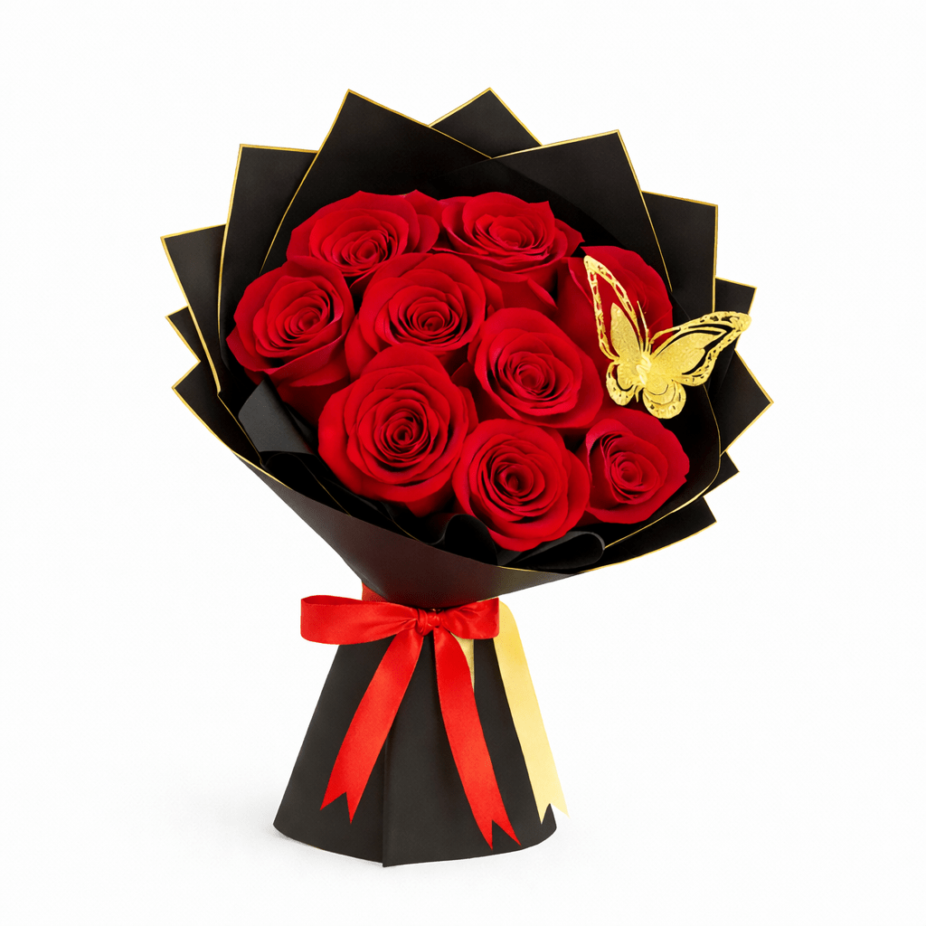 Mini Ramo Buchon - Black&Gold Wrapping - Irving Mall Location - Magic World Flowers
