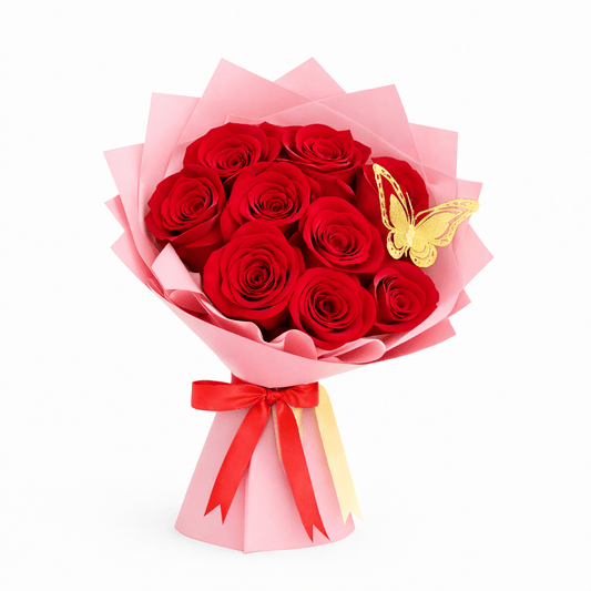 Mini Ramo Buchon - Pink Wrapping - El Barber Shop Irving - Magic World Flowers