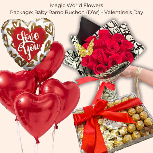Package: Baby Ramo Buchon (D'or) - Valentine's Day - Magic World Flowers