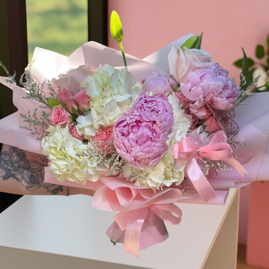 Peony Touch Pink Bouquet – Floral Hand Bouquet - Magic World Flowers