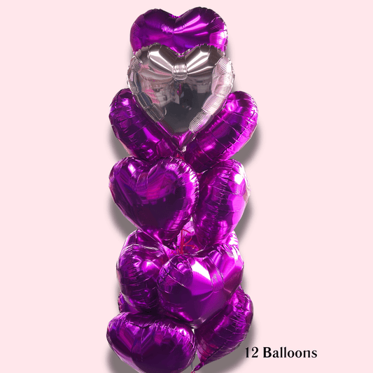 Pick a color - 12 Red Hearts Balloon Bouquet - Magic World Flowers