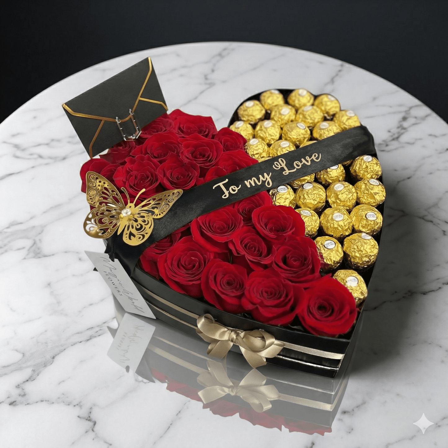 Premium Sweet Heart Box - Style Half and Half - Magic World Flowers