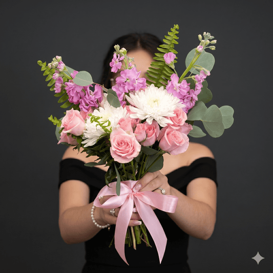 Prom Bouquet + Free Matching Boutonniere | Choose Your Color Palette - Magic World Flowers