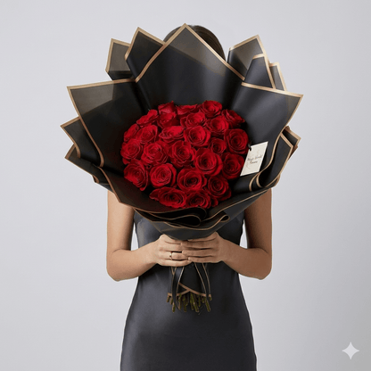 Ramo Buchon - Classic Hand Bouquet of Red Roses - Magic World Flowers