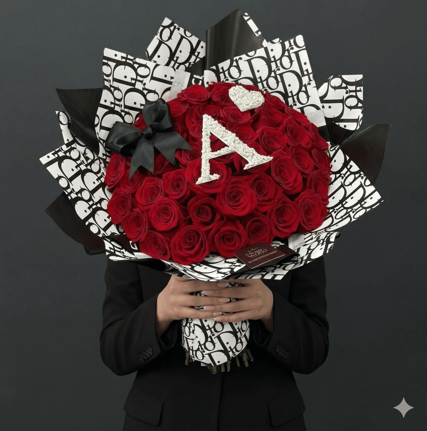 Ramo Buchon - Initial Hand Bouquet of Red Roses - Magic World Flowers