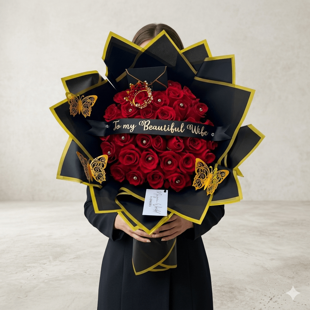 Ramo Buchon - Premium Hand Bouquet of Red Roses - Magic World Flowers