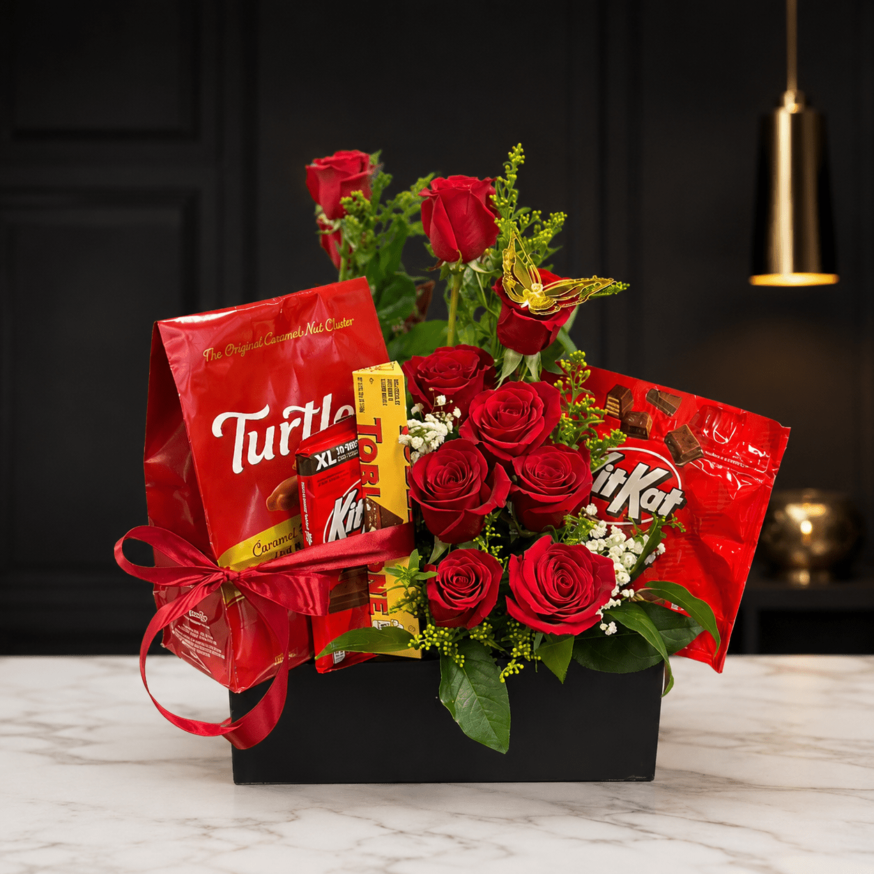 Romance Roses & Sweet Treats Gift Box - Magic World Flowers