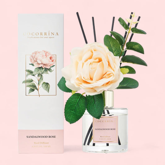 Sandalwood Rose Reed Diffuser – Elegant Floral Fragrance by Cocorrína - Magic World Flowers