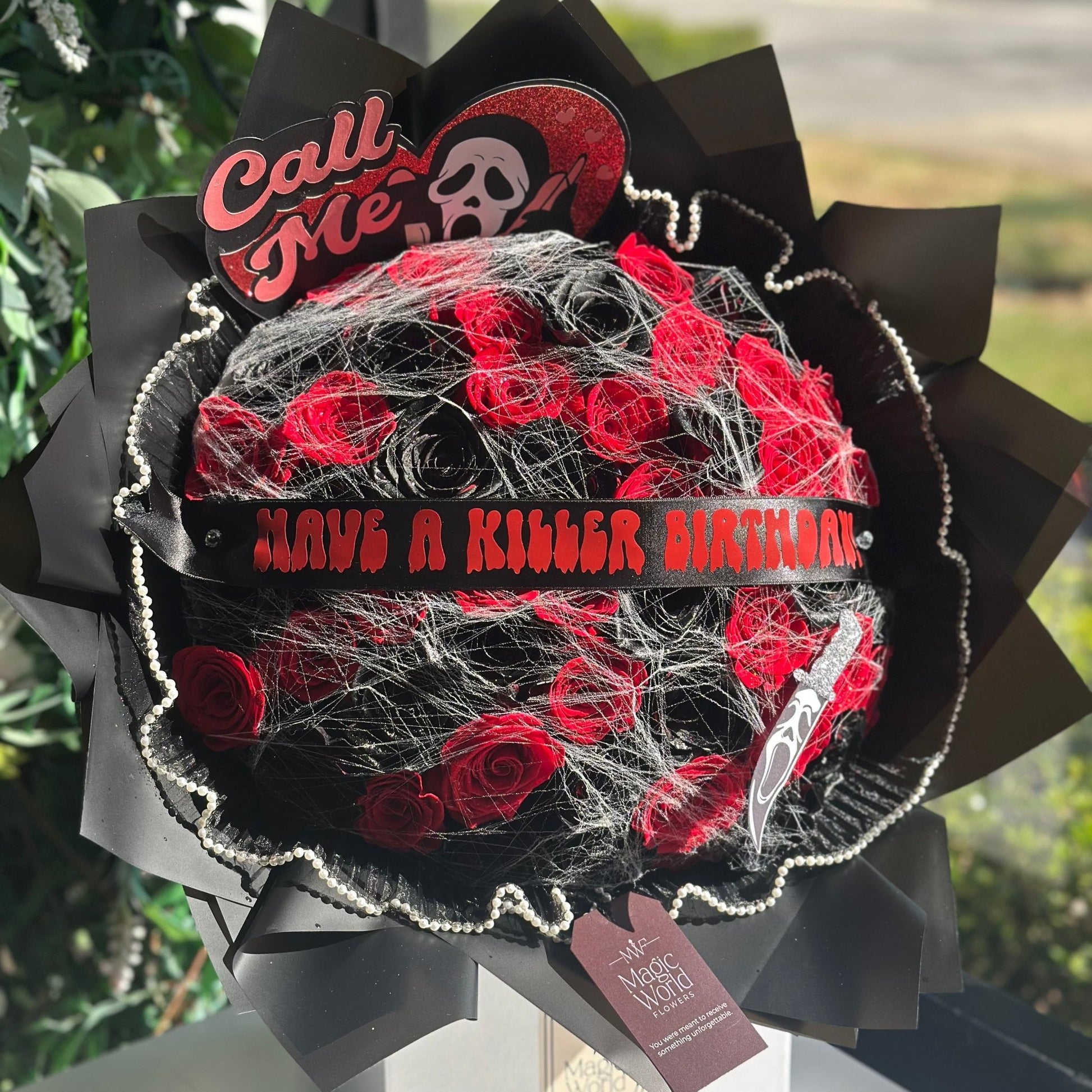 Scream face and banner - Halloween Ramo Buchon - Magic World Flowers