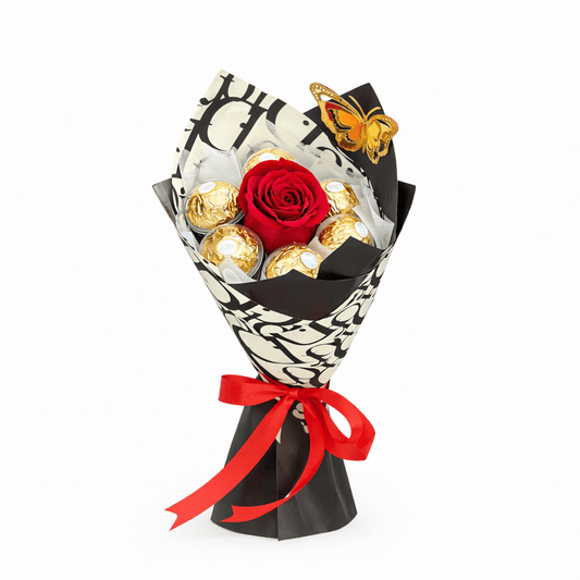 Single Rose & Chocolates - Florist Choice Wrapping - Vending Machine - Magic World Flowers